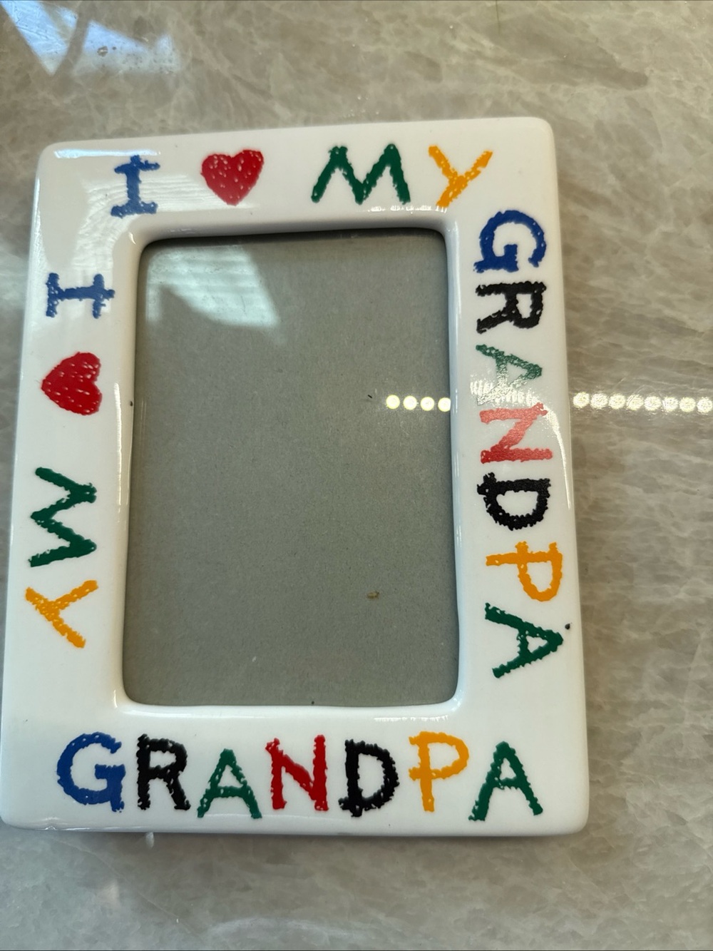 Vintage Ceramic I Love My Grandpa Crayon Picture Frame 4" x 6"